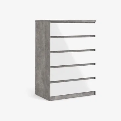 The Range Columbia Chest Of 5 Drawers - Concrete/White