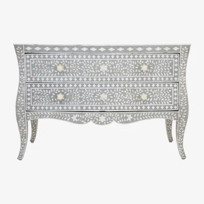The Range Fusion Chest of 2 Drawers with Mother of Pearl Inlay - Grey