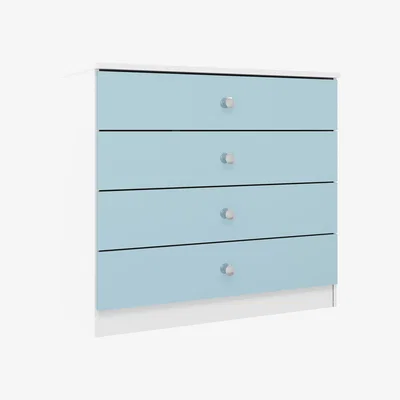 The Range Denver 4 Drawer Chest - White and Blue Gloss - Blue