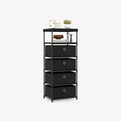 The Range Fabric Storage Tower Dresser with 4 Drawers - Black