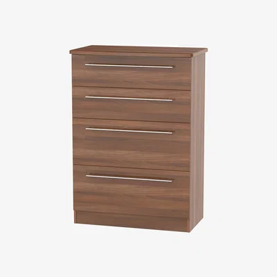 The Range Sherwood Ready Assembled 4 Drawer Deep Chest - Noche Walnut