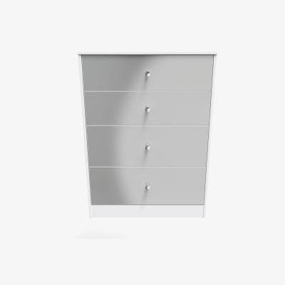 The Range Padstow Ready Assembled 4 Drawer Deep Chest - Uniform Gloss & White