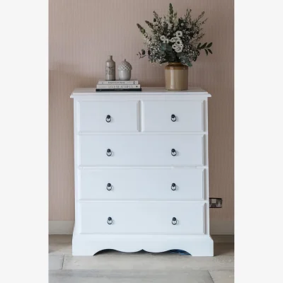 The Range Romance 2 over 3 Chest of Drawers - White / metal loop handles