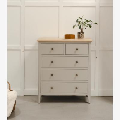 The Range Pembroke Chest of Drawers with Oak Top - Grey Brown