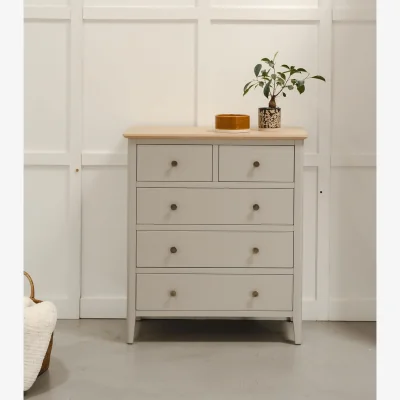 The Range Pembroke Chest of Drawers with Oak Top - Grey Brown
