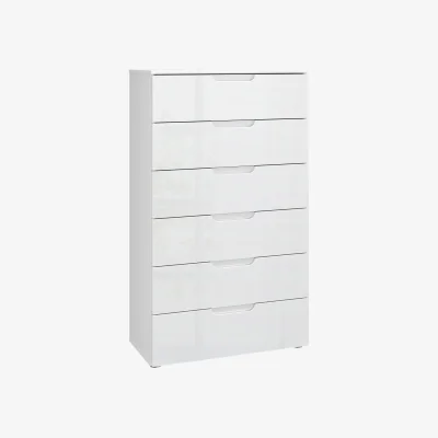 The Range Sienna Chest of 6 Drawers in White/White High Gloss - White