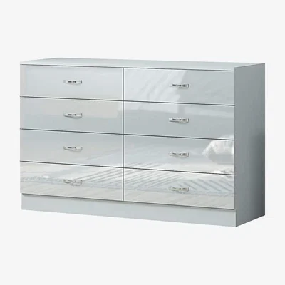 The Range Chilton Modern 8 Drawer Chest of Drawers, Grey Gloss - Grey Gloss