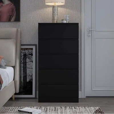 The Range Stora Matt Black 5 Drawer Chest of Drawers Modern Bedroom Furniture - Matt Black