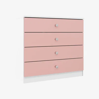 The Range Denver 4 Drawer Chest - White and Pink Gloss - Pink