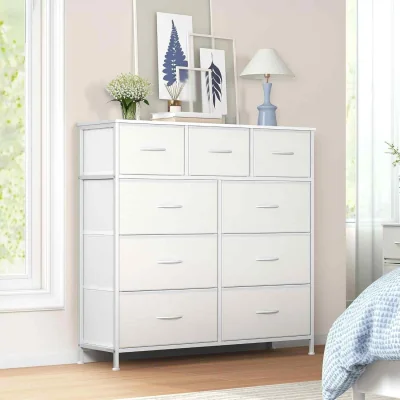 The Range 9 Drawer Fabric Chest of Drawers, White - Cloud White, Snow White