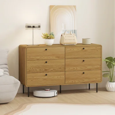 The Range HOMCOM Bedroom Chest of Drawers, 6 Drawer Dresser - Oak