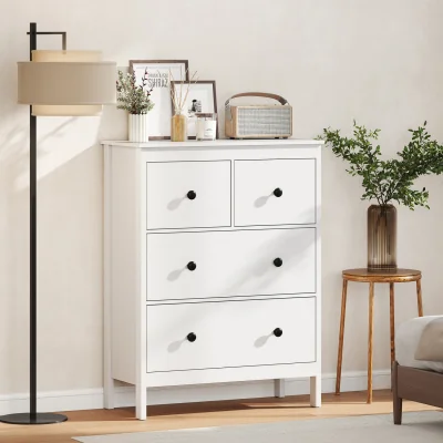 The Range HOMCOM Modern Chest of Drawers, 4 Drawer Dresser for Bedroom - White