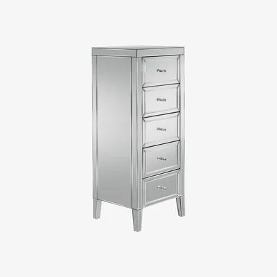 The Range Valencia 5 Drawer Narrow Chest - Mirrored