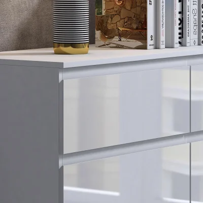The Range FWStyle White Gloss 6 Drawer Chest of Drawers Handleless Design - White