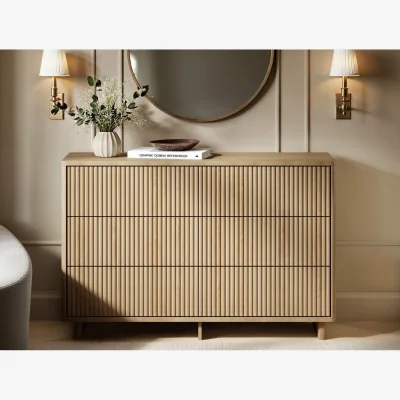 The Range Velmor Ribbed Chest of 6 Drawers - Oak