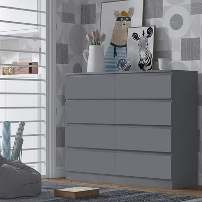 The Range 8 Drawer Chest Of Drawers Matt Finish Modern Bedroom Furniture - Matt Dark Grey