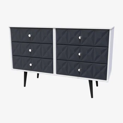 The Range Pixel Ready Assembled 6 Drawer Midi Chest - Indigo & White Matt