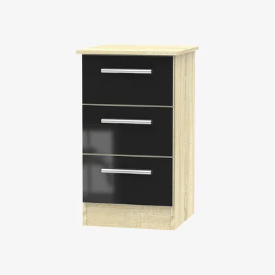 The Range Carlton Three Drawer Bedside Table - Black