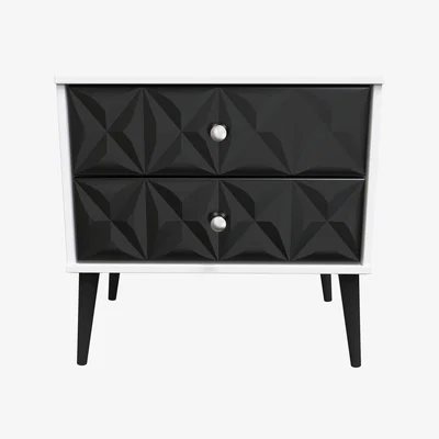 The Range Pixel Ready Assembled 2 Drawer Midi Chest - Deep Black & White Matt