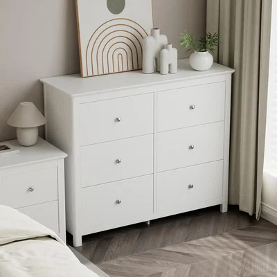 The Range Nairn 3 plus 3 Drawer White Double Wide Storage Chest of Drawers  - White