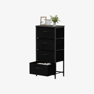 The Range 4 Drawers Fabric Dresser with Wooden Top-Brown - Black
