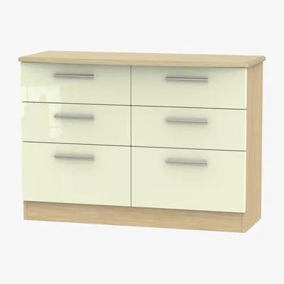 The Range Kensington Six Drawer Midi Chest - Cream and Oak
