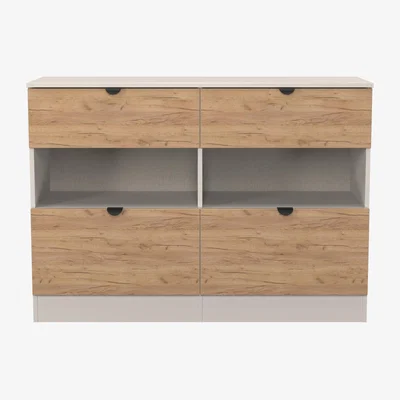 The Range Bora Ready Assembled 4 Drawer Midi Chest - Gold Craft Oak & Kashmir