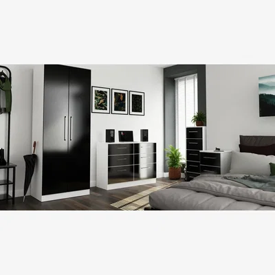 The Range Worcester Ready Assembled 5 Drawer Chest - Black Gloss & White
