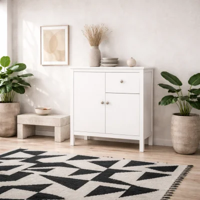 The Range Gossmere 5 Drawer Wooden Chest of Drawers with Silver Handles - White