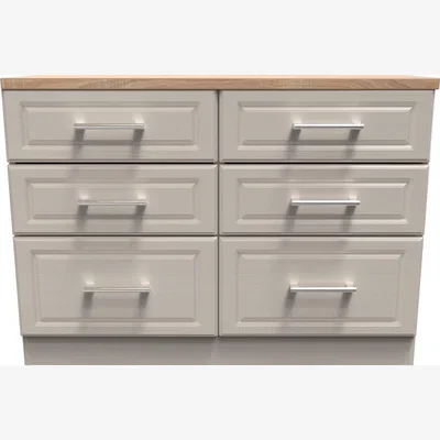 The Range Kent Ready Assembled 6 Drawer Midi Chest - Kashmir Ash & Modern Oak