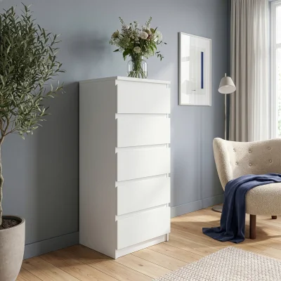 The Range Edmore 5 Drawer Tall Narrow Chest - Mauvella Oak