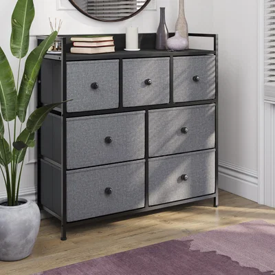 The Range Chorley Fabric Chest of Drawers - 7 Drawer - Grey & Black