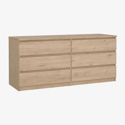 The Range Budapest Wide Chest of Drawers in Natural Oak Effect, 6 Drawers - Natural