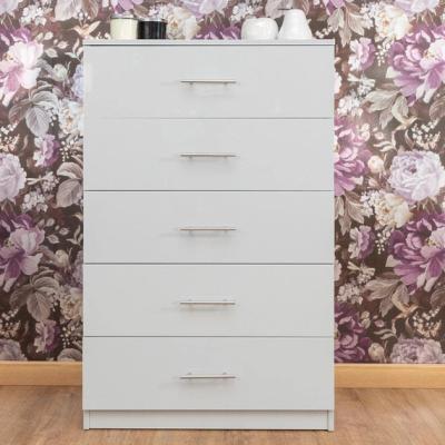 The Range Tall 5 Drawer Chest of Drawers Grey Gloss Modern Furniture Storage - Grey Gloss