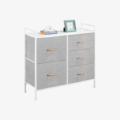 The Range Fabric Storage Organizer Unit with 5 Drawers - Light Grey