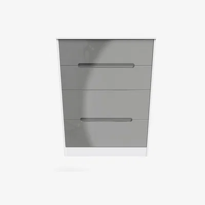 The Range Monaco Ready Assembled 4 Drawer Deep Chest - Grey Gloss & White Matt