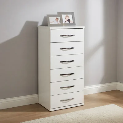 The Range Hampton White Narrow 6 Drawer Chest of Drawers - White