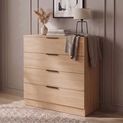 The Range 4 Drawer Chest of Drawers Compact Space-Saving Bedroom Storage - Pine
