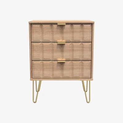 The Range Cube Ready Assembled 3 Drawer Midi Chest - Bardolino Oak