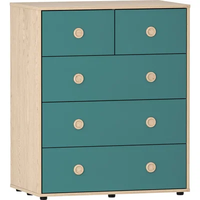 The Range Neptune 5 Drawer Chest - Blue and Oak