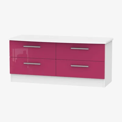 The Range Kensington Ready Assembled 4 Drawer Bed Box - Pink and White