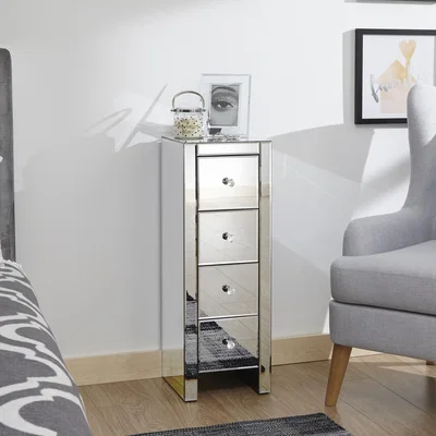 The Range Mirrored Slim Chest - Mirrored / 84cm
