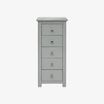 The Range Elgin 5 Drawer Narrow Chest Glass Top