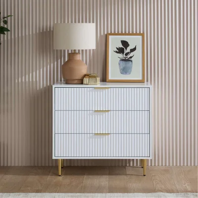 The Range Zara 3 Drawer Fluted Chest - White