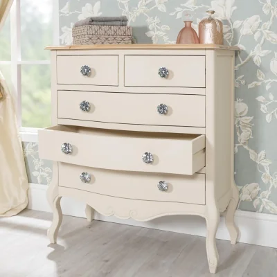 The Range Juliette 5 Drawer Chest - Champagne / diamond shape crystal handles