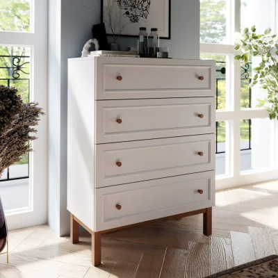 The Range Wensley 4 Drawer Chest in Light Grey and Oak - Light Grey & Oak