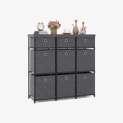 The Range Fabric Dresser with 9 Drawers - Grey