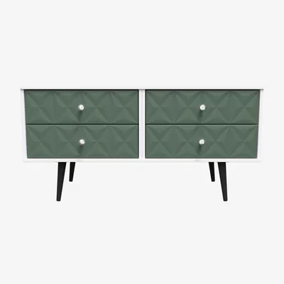 The Range Pixel Ready Assembled 4 Drawer Bed Box - Labrador Green & White