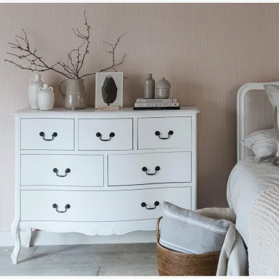 The Range Juliette 6 Drawer Chest - White / swan shape metal handles