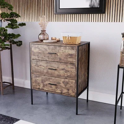 The Range Brooklyn 3 Drawer Chest - Dark Wood